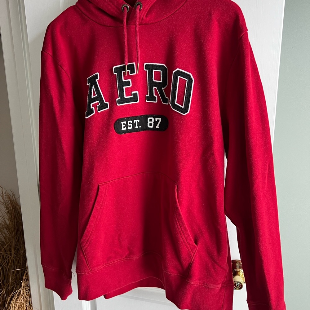 Aeropostale Red Pullover Hoodie with Black Lettering